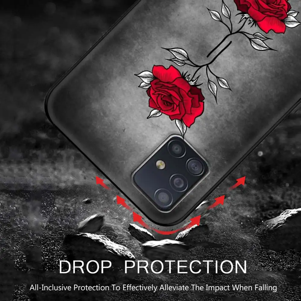 

Phone Case for Samsung Galaxy A51 A71 A50 A21s A31 A10 A41 A20e A70 A30 A11 A40 A12 Silicone Cover Flower Fashion Pistol Art