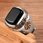 Оригинальный дизайн Открытое кольцо с черным агатом преувеличенный роскошный популярный стиль простые серебряные брендовые ювелирные изделия для мужчин и женщин