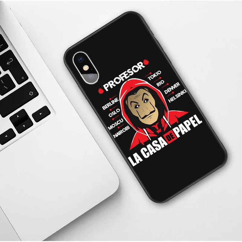 Чехлы La casa de papel для телефонов iPhone X 6 6S 7 8 Plus XR Xs Max 5 SE мягкий силиконовый черный