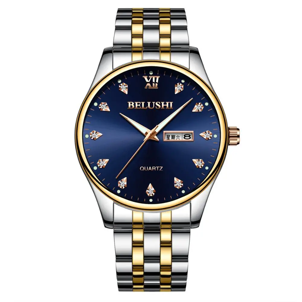 

Часы наручные BELUSHI Мужские кварцевые, брендовые Роскошные светящиеся водонепроницаемые из нержавеющей стали, деловые с календарем и датой, ...