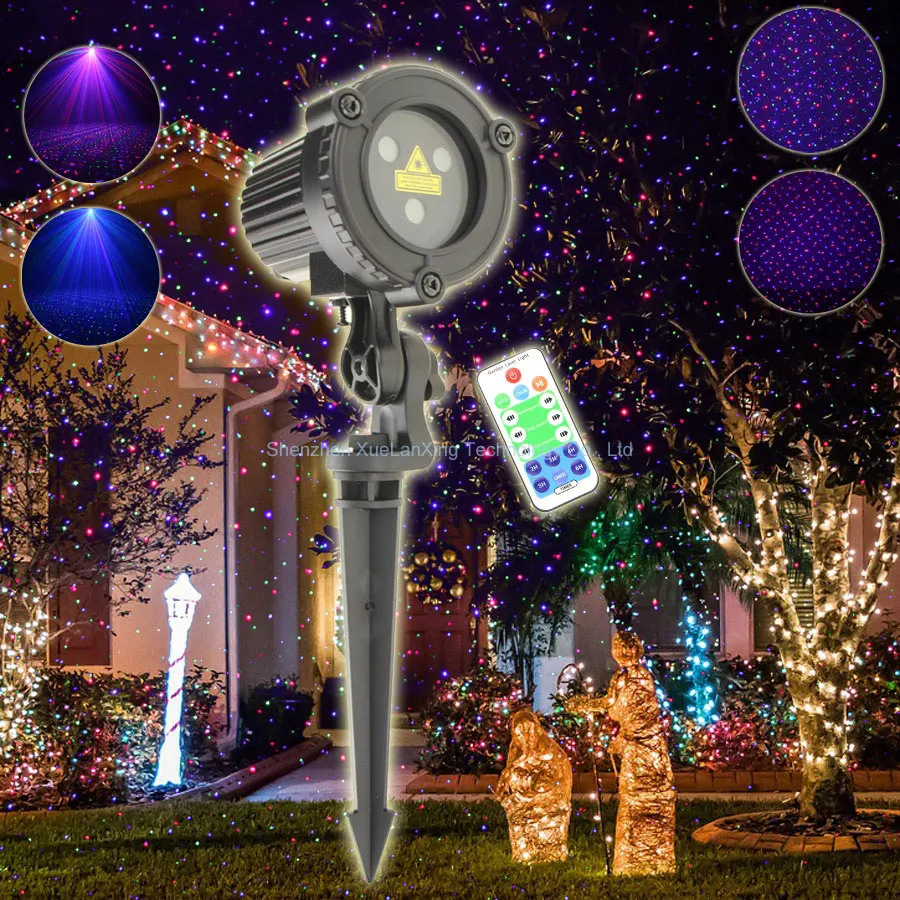 ESHINY RG/RGB Laser Garden Light Moving Starry Stars Projector Outdoor IP65 Remote Wall Tree House Night Landscape Lamp Z1N6