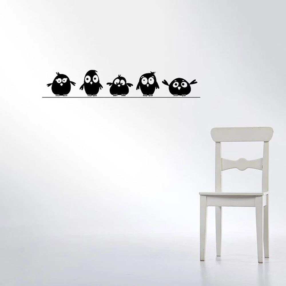 

Lovely Five Birdies Wall Sticker kids Rooms Living Room Background Decoration Mural Art Decals Cute Bird Stickers For Home Decor