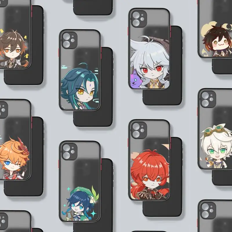

Genshin impact game cute cartoon Phone Case matte transparent For iphone 7 8 11 12 plus mini x xs xr pro max cover