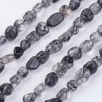 nuggets natural black rutilated quartz beads for jewelry making handmade diy bracelet necklace accessories about 62pcsstrand