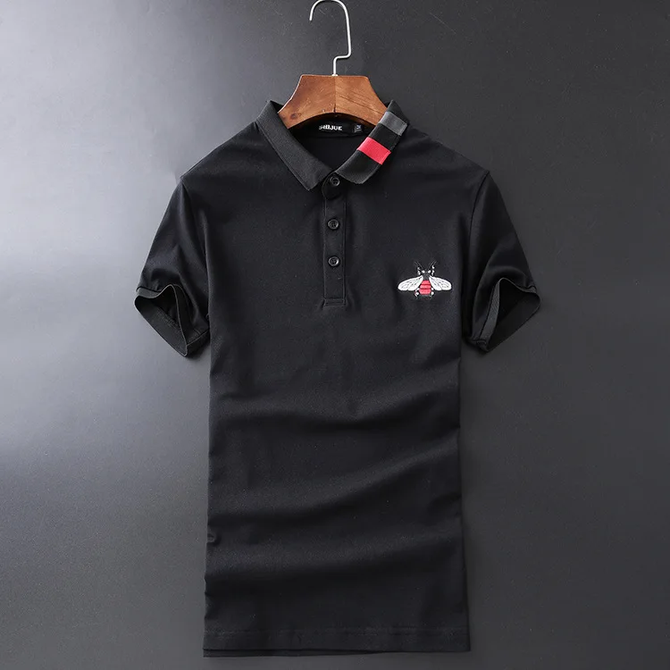 Новинка 2020 модная рубашка поло с воротником в полоску вышивкой пчелами стиле хип