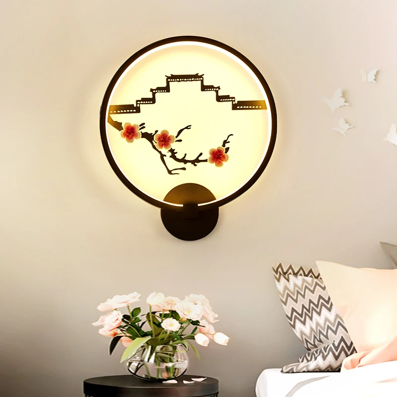 

New Chinese Wall Lamp Creative Living Room Lamp Retro Bedroom Bedside Lamp Antique Corridor Simple Aisle Lamps