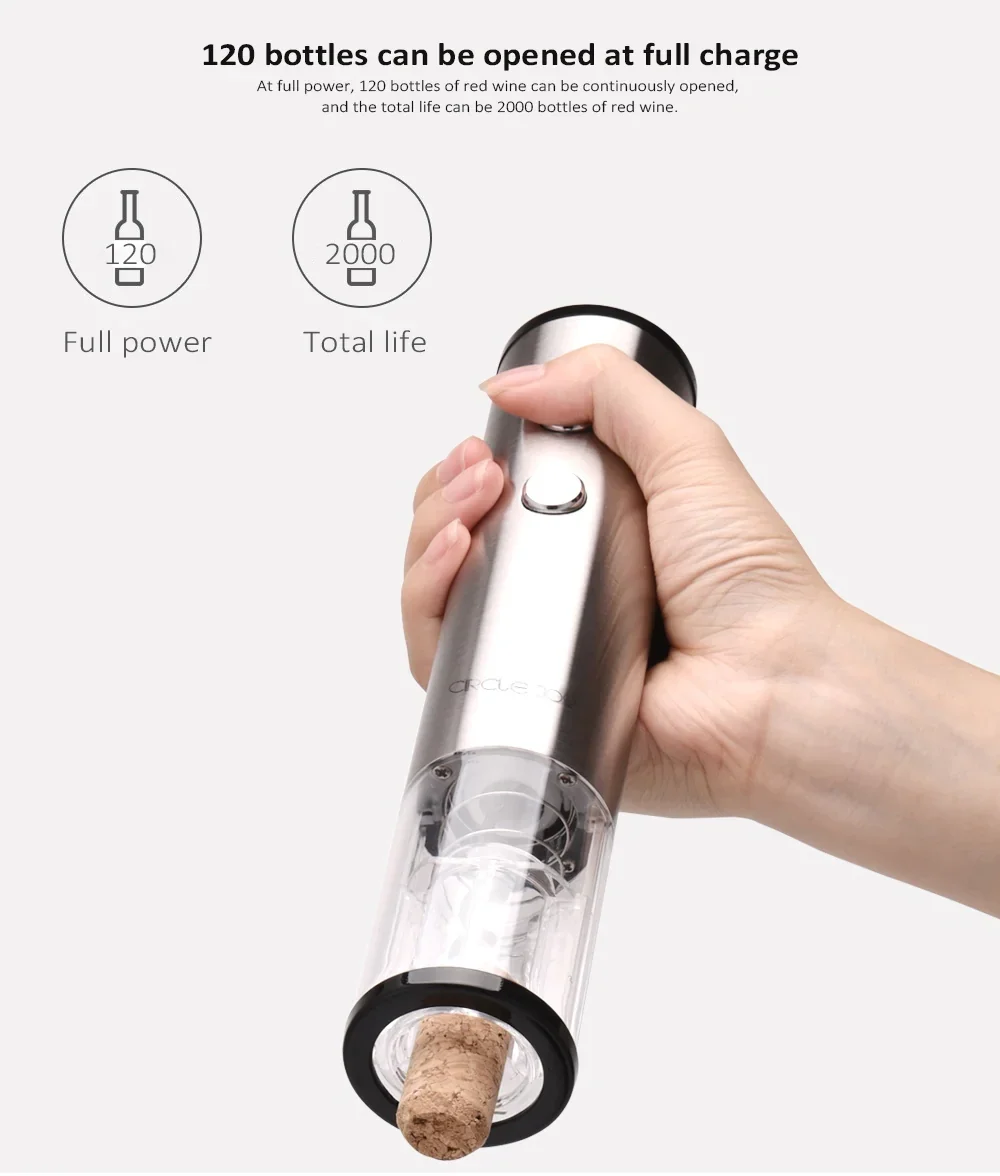XIAOMI MIJIA Электрический штопор CJ-EKPQ01 пробочник из нержавеющей стали Автоматическая Бутылка Вина комплект для открывания беспроводной фольга резак