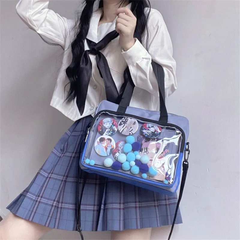 

New Women Jelly Transparent Shoulder Bag For Japanese Student Girls Harajuku Kawaii School Bags Anime College Crossbody Bag