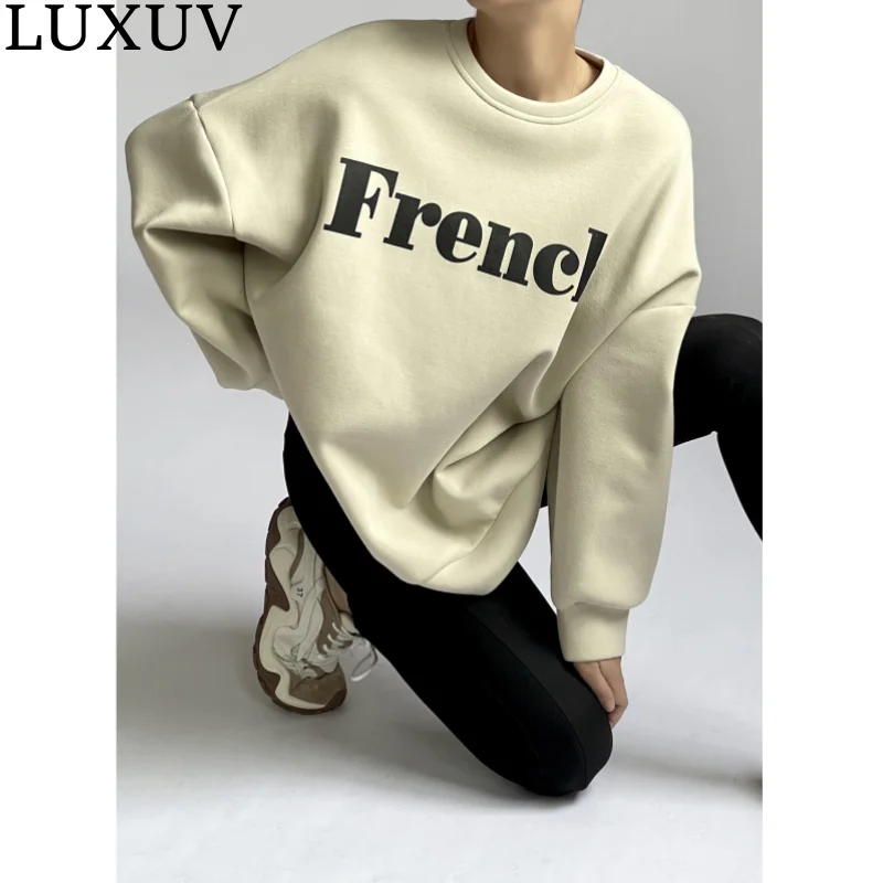 LUXUV Women's Sweater Soft Design Hoodies Fleece Sports Pants Jacket Sportswear Euphoria Clothing English Letter Print Goth Coat