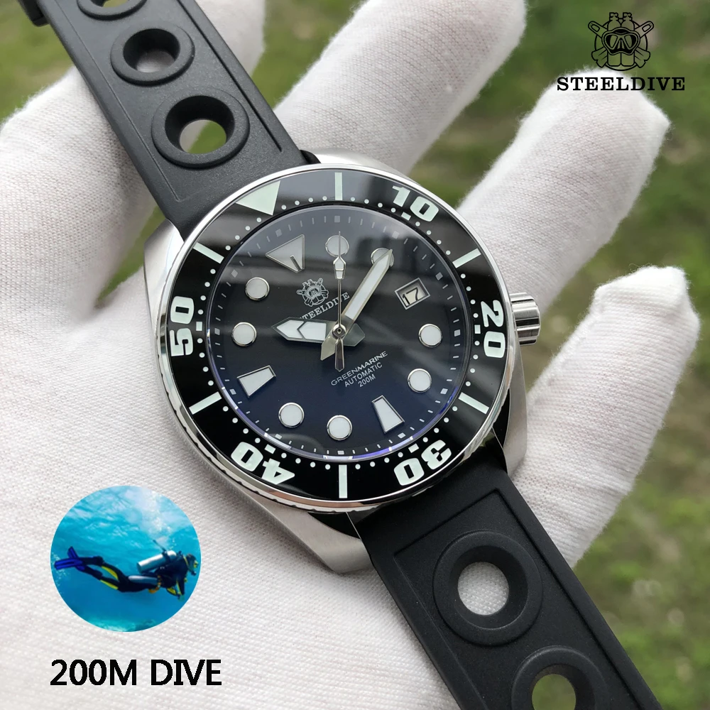 Новинка механические часы STEELDIVE NH35 автоматические для дайвинга C3 светящиеся