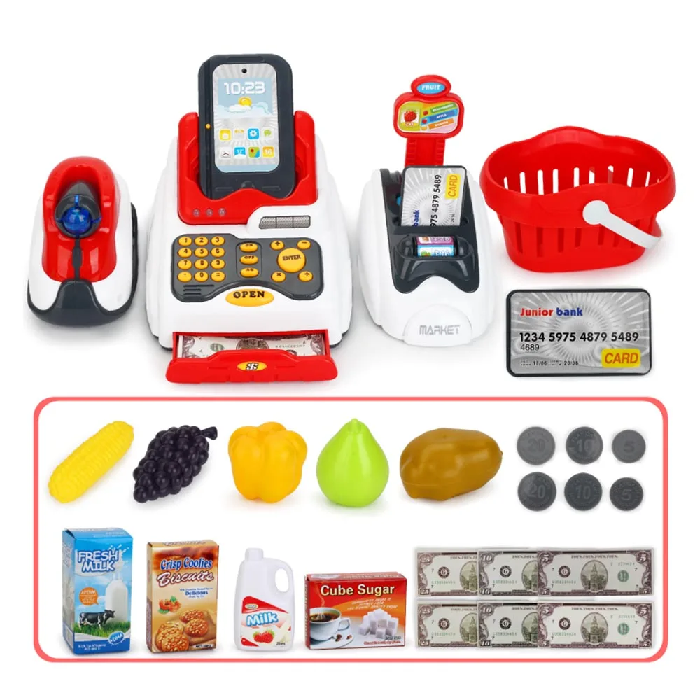 Детский кассовый аппарат игрушка комплект для ролевых игр покупки еды
