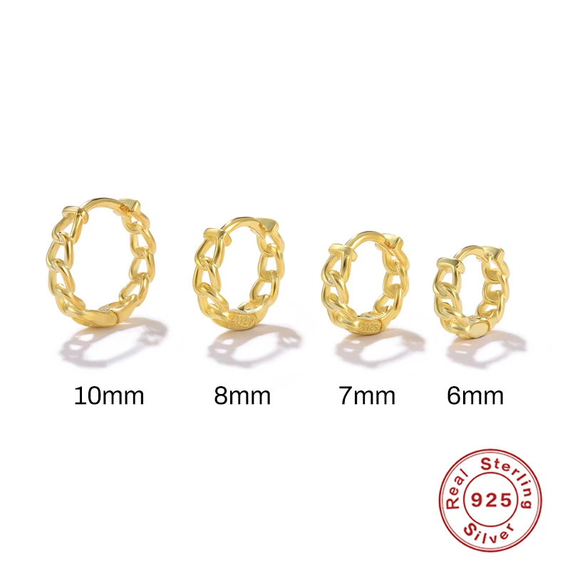 

BOAKO 925 Sterling Silver Gold Color 6mm 7mm 8mm 10mm Huggies Hoops Earrings Set Piercing Pendiente Clip Hoops Ears Fine Jewelry