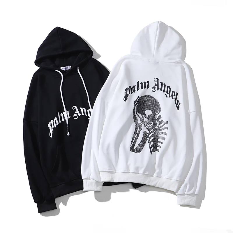 

Пальмовые ангелы черепа буквы мужские женские модели для влюбленных модная повседневная хлопковая толстовка уличная одежда с капюшоном по...