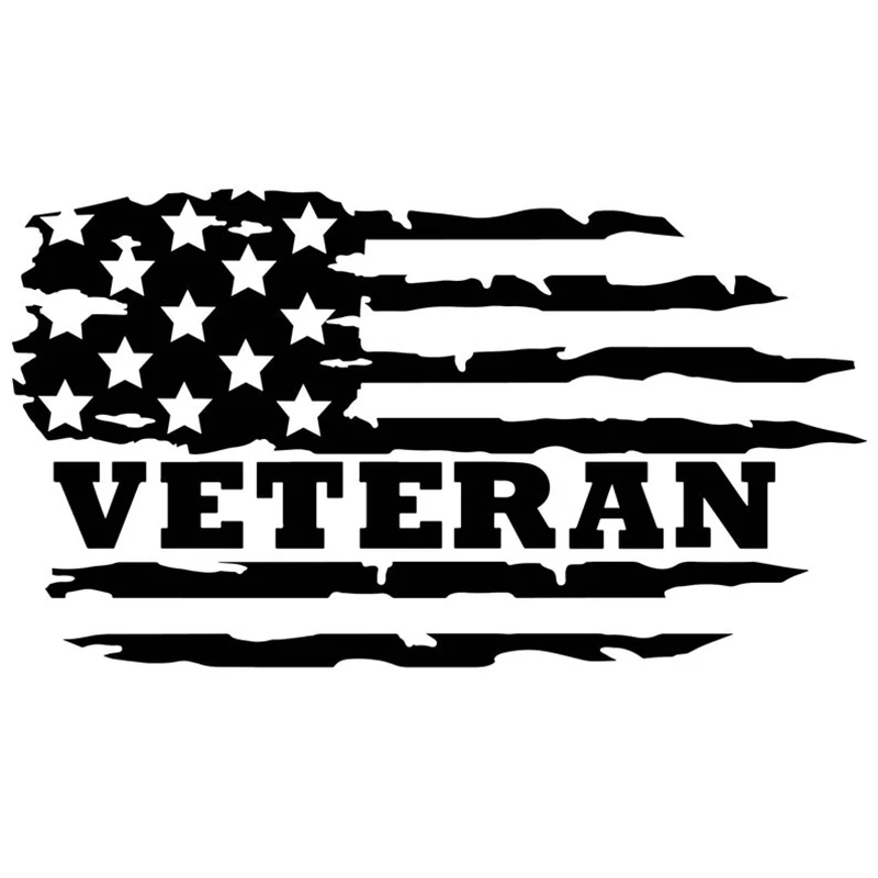 Черный/Серебряный под заказ растянутый американский флаг наклейка на ветерана