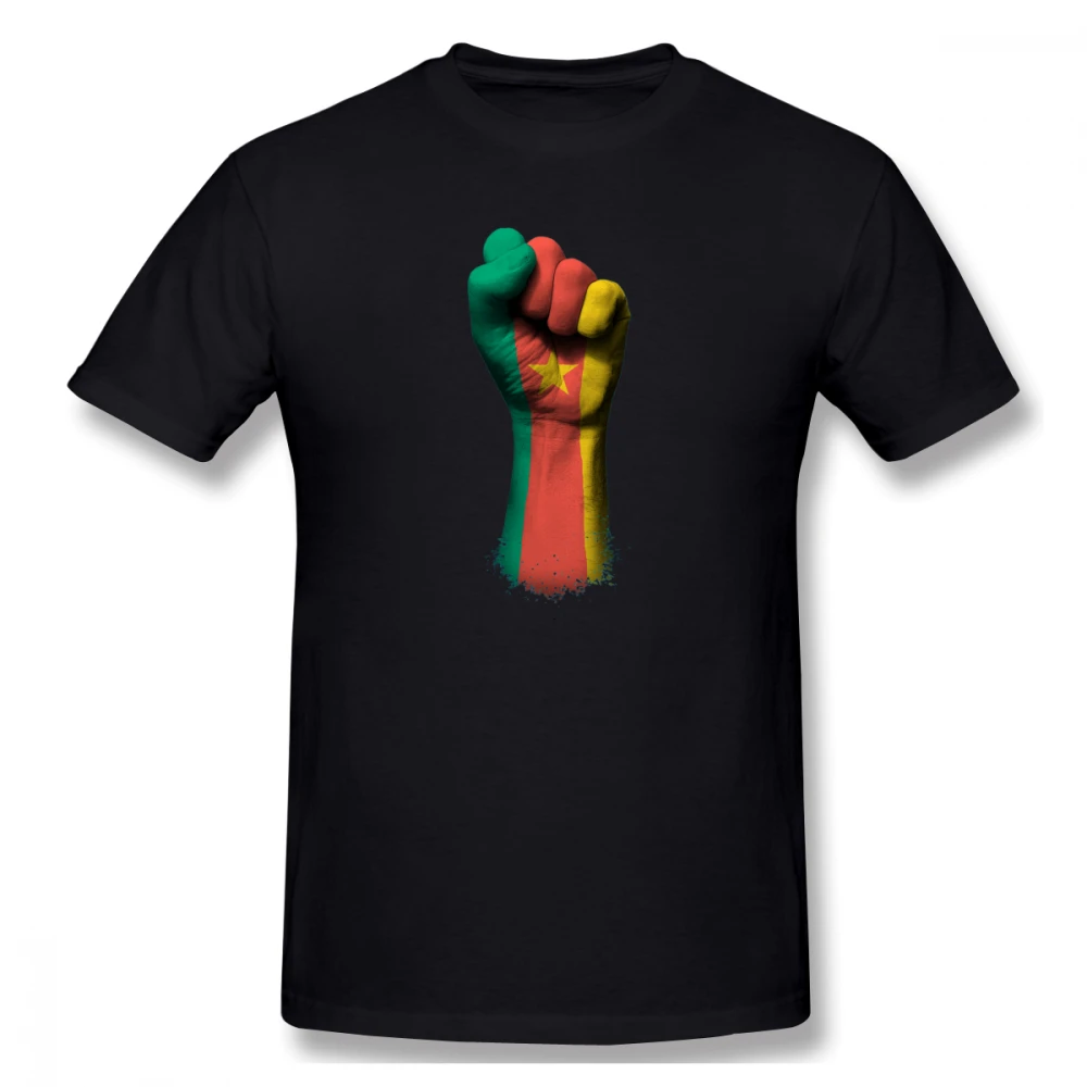 

Flag Of Cameroon On A Raised Clenched Fist Funny Novelty Men's Basic Short Sleeve T-Shirt R202 Tees Tops European Size
