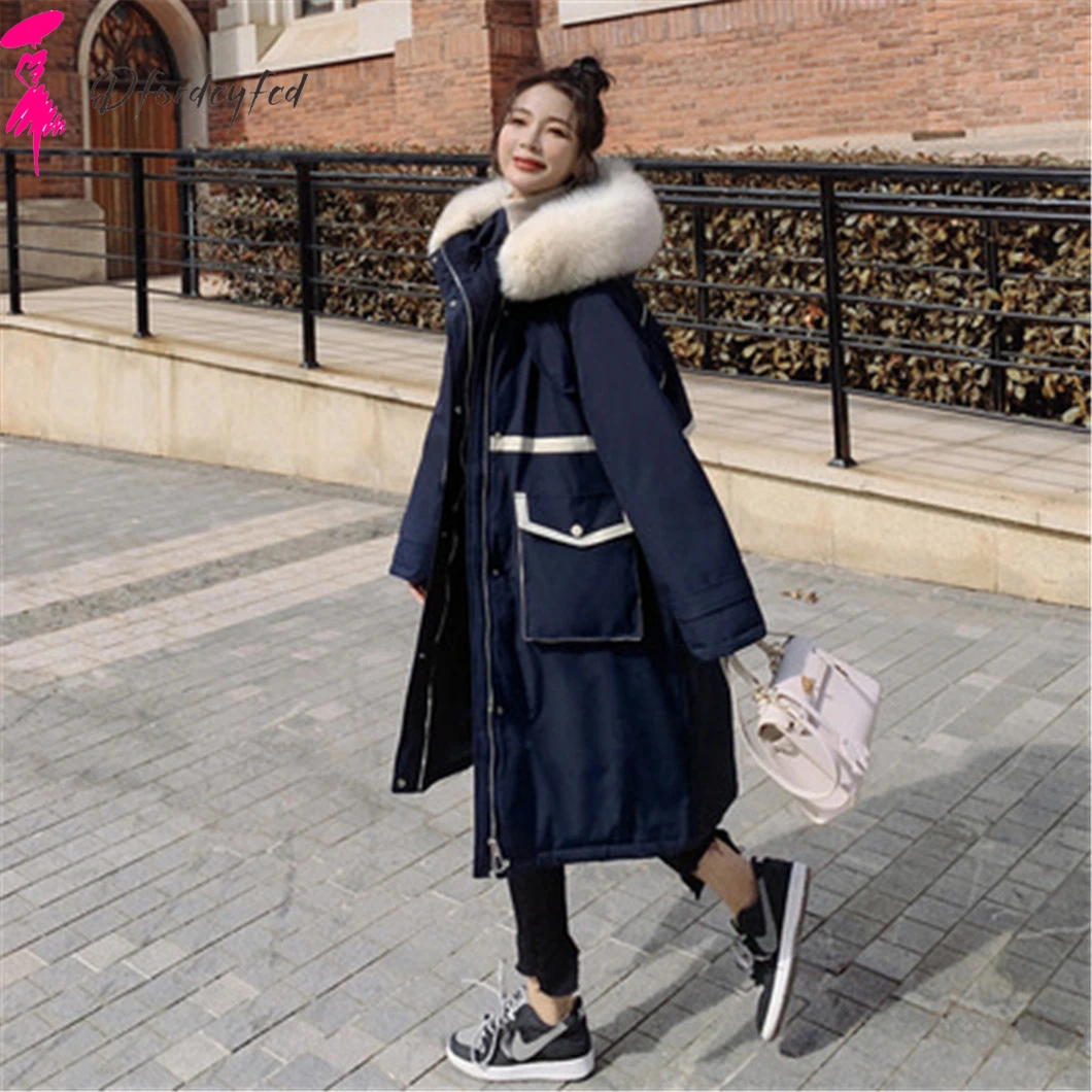 

2021 New Autumn Winter Coat Women Clothes High Quality Thick Cotton-Padded Length Over-The-Knee Cotton-Padded Jacket 650