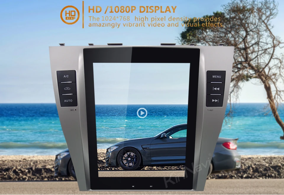 KiriNavi вертикальный экран Tesla style 10,4 ''Android 8,1 Автомобильный мультимедийный Dvd навигатор для Toyota Camry Автомагнитола 4G 2007-2011