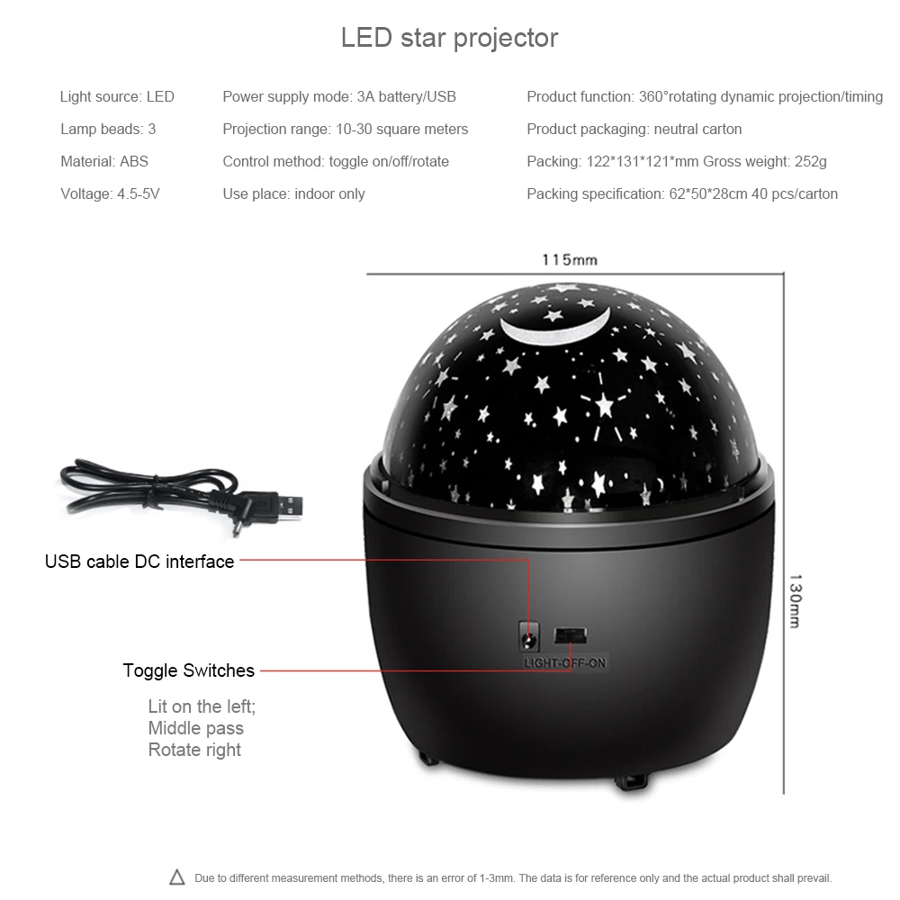 

Starry Lights Galaxy Night Light Star Sky Projector LED Rotating Star Moon Night Lamp Battery Bedroom Decor For Kids Baby Gifts