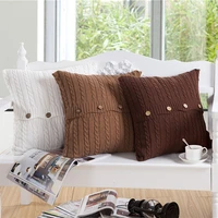 2022 throw pillow cover nordic style cotton button stripe fried dough twist design knitted cushion cover white pillow case