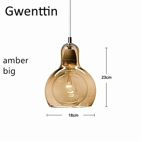 Amber Big Современная стеклянная подвеска, светодиодные светильники, лофт, скандинавский подвесной светильник, тыква, Подвесная лампа для гостиной, кухни, домашнего освещения, светильники, декор E27 - Цвет корпуса: Amber Big