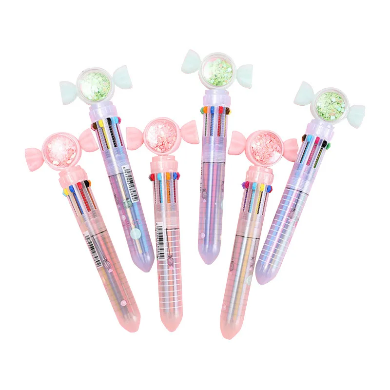 

Press the ball-point pen, candy shape, student hand account marker, multi-function multi-color ten-color pen