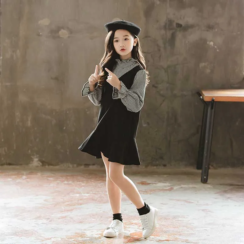 Детское хлопковое платье с рукавами-фонариками на возраст 10-4 года | Детская