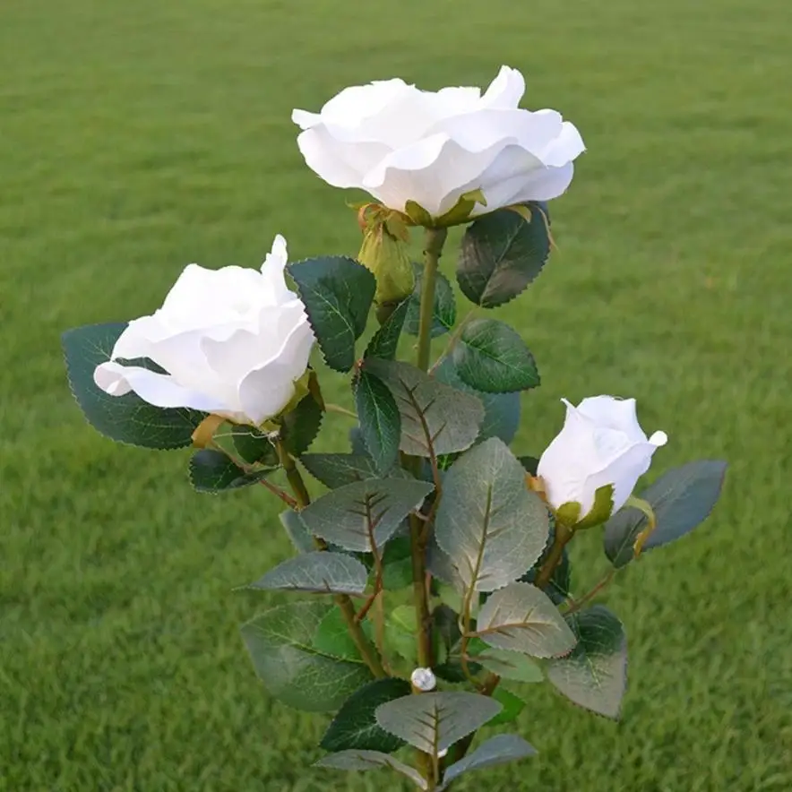 

Studyset Outdoor Solar Powered 3 LEDs Rose Flower Head Shape Lawn Lamp for Home Garden Yard Path