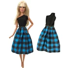 Новая модная клетчатая юбка NK, повседневная одежда, синее платье для куклы Барби, аксессуары для детских игрушек 287K 3X, 1 шт.