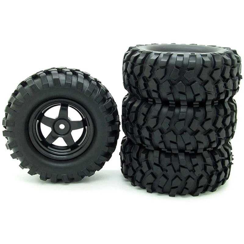 

4Pcs 96mm 1.9 Inch 12mm Hex 5 Spoke Wheel Rim and Tyres Tires & 2PCS 5mm to 12mm Combiner Wheel Hub Hex Adapter for WPL