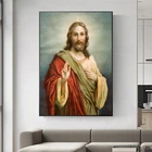 Картины на холсте с изображением Иисуса Христа, религиозные плакаты и принты, настенные картины для домашнего декора гостиной
