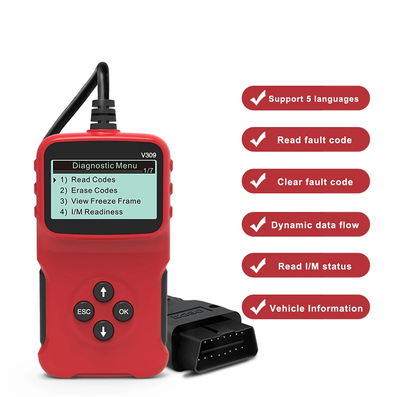 Newly OBDII Auto Diagnostic Scanner V309 Car Coder Reader 8 to 15.5V Repair Tool For 1996 Automobile Erase/Reset Fault Checker | Автомобили