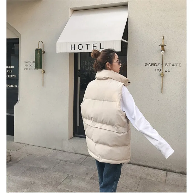 Зимний теплый жилет без рукавов длинное пальто для женщин свободная хлопковая