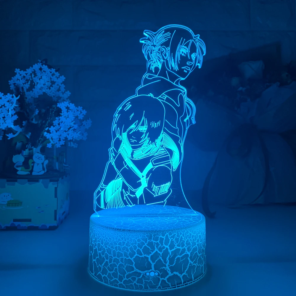 

3D New LED Night Light Anime Attack on Titan Lamp Annie Leonhart Light for Bedroom Decoration Kids Gift Attack on Titan Mikasa