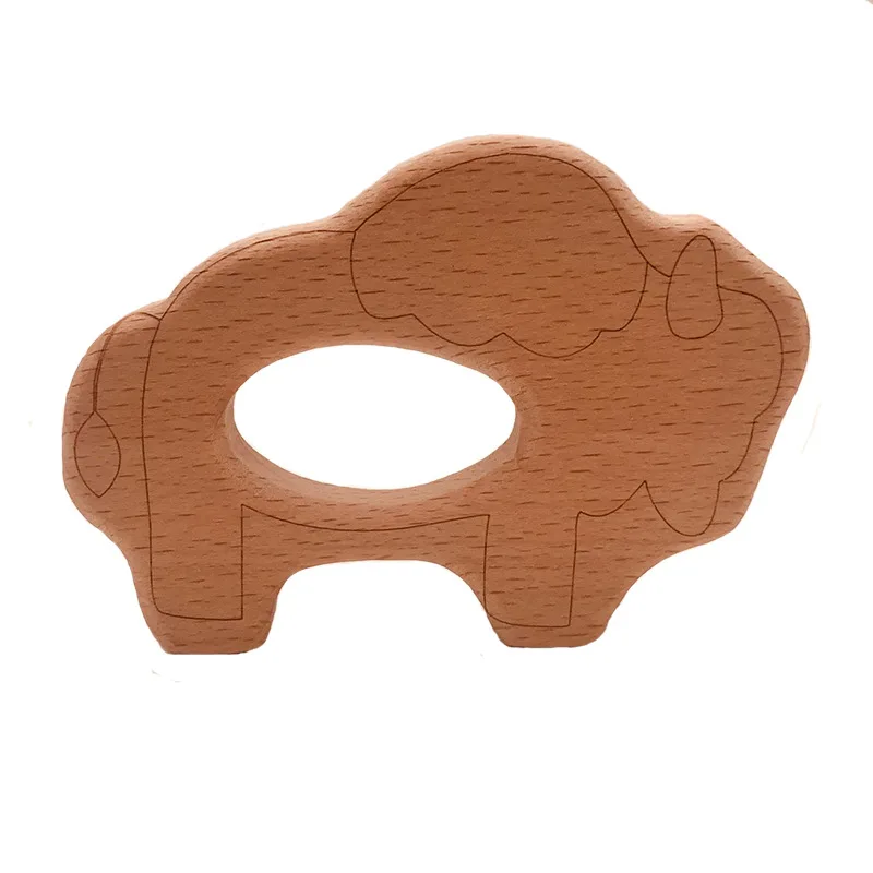 1pcs Infant Baby Teether Beech Wood Teethers Animal Shape Wood Baby Toy Teething Accessories Kid Teething Pendant Nursing Holder