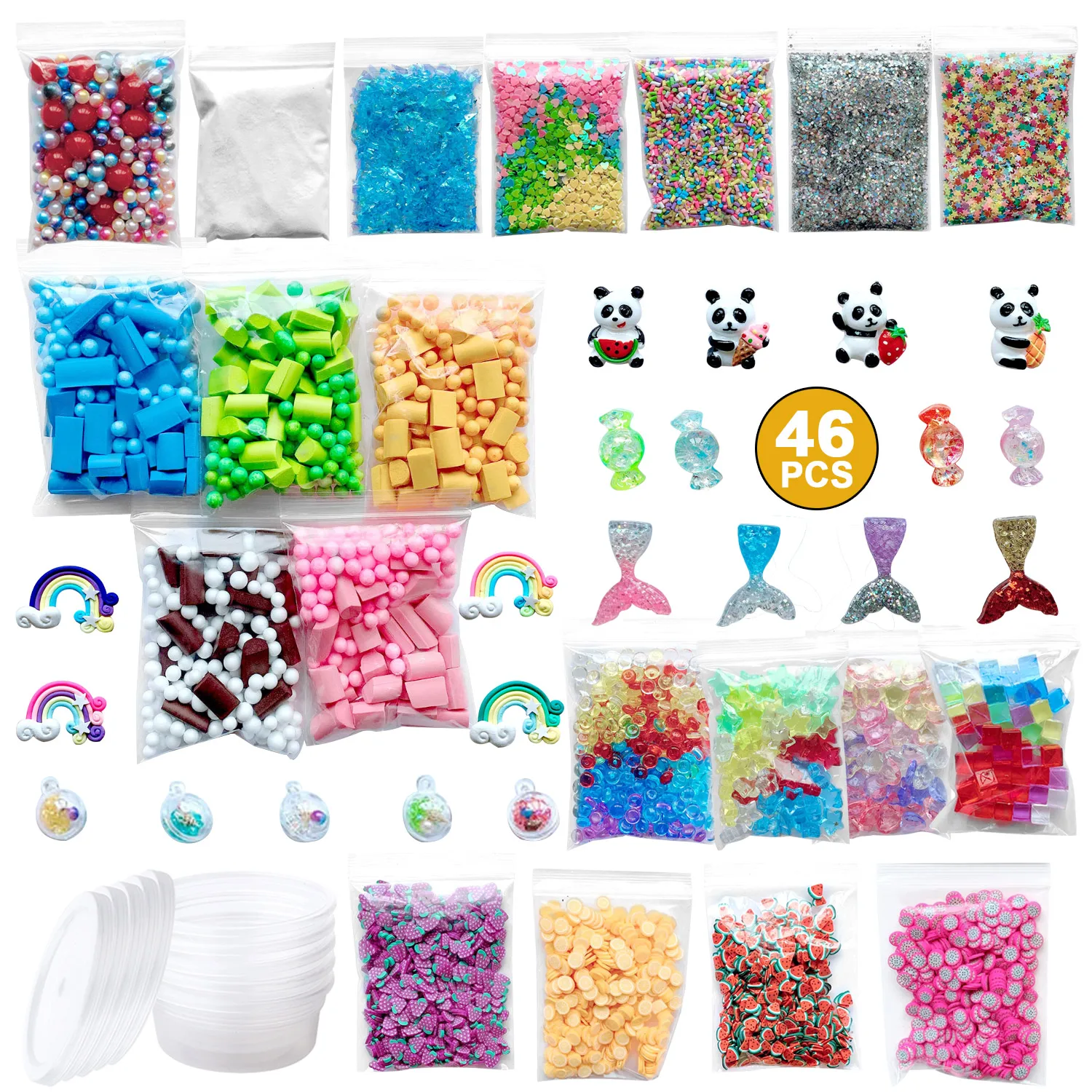 Супер поставки слаймов бусины включают в себя поплавок маленькие яркие сахар