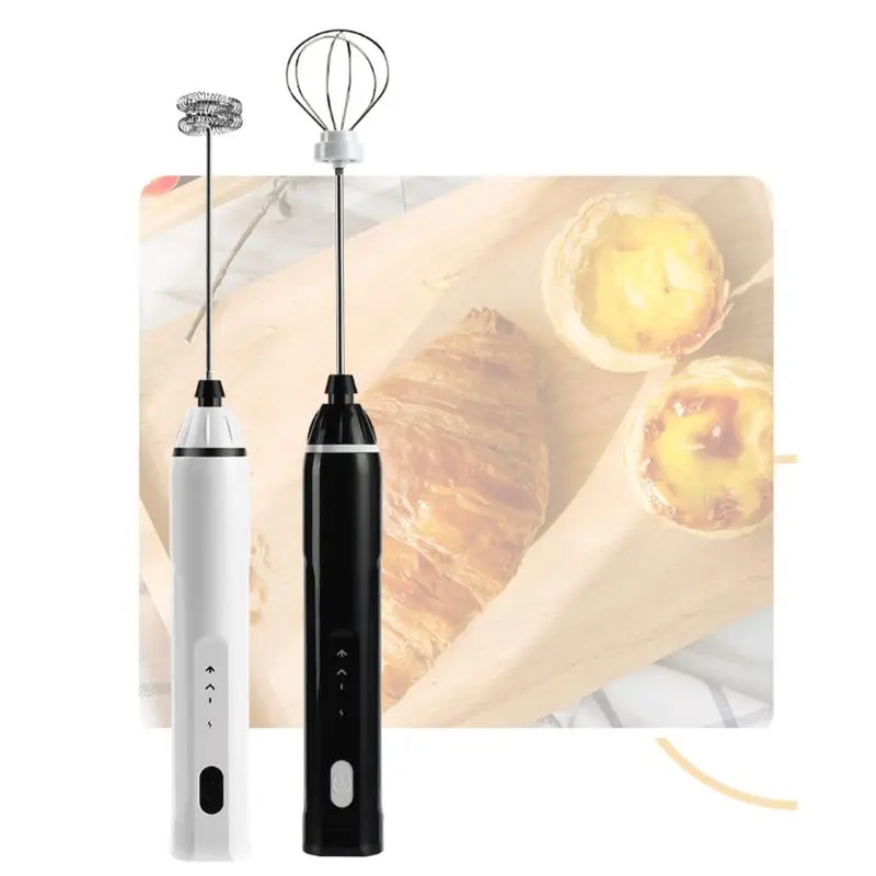 

Handheld 3 Gear Adjustable Milk Frother Rechargeable Foam Maker Electric Whisk Stainless Steel Drink Mixer Mini Kitchen Applianc