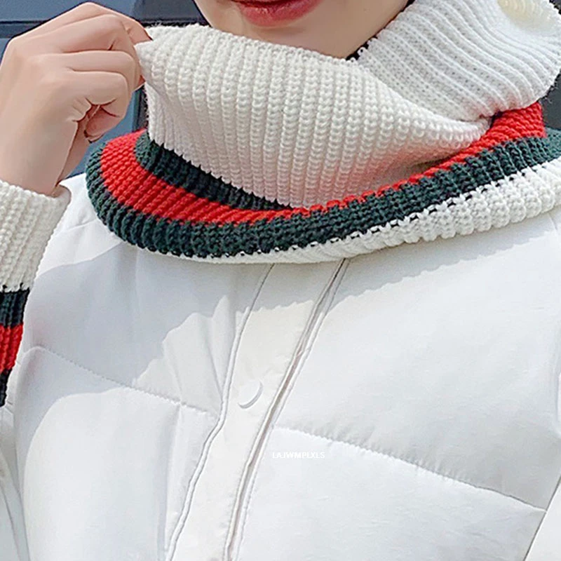 Женская куртка с шарфом Толстая теплая длинным рукавом и круглым вырезом пуховик