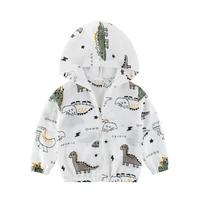 2021 summer boys toddler kids summer sunscreen jackets printing hooded baby kids outerwear zipper coats jackets clothing