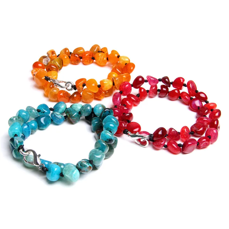 Ожерелье агаты из натуральных камней Длинное колье с кристаллами массивное