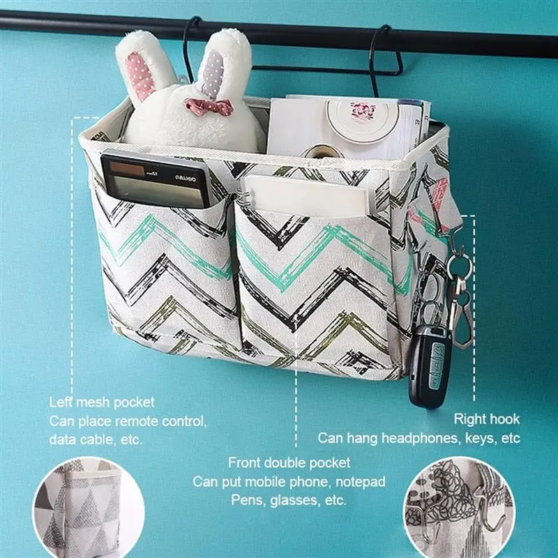 

Hanging Organizer Multi-Pocket HolderHeadboard Storage For Bedroom Bed Bunk Hospital Rails Large Wall Hanging Basket