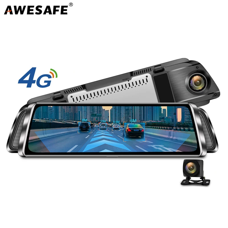 AWESAFE 4G ADAS Автомобильный видеорегистратор Камера 10 ''FHD 1080P поток медиа зеркало