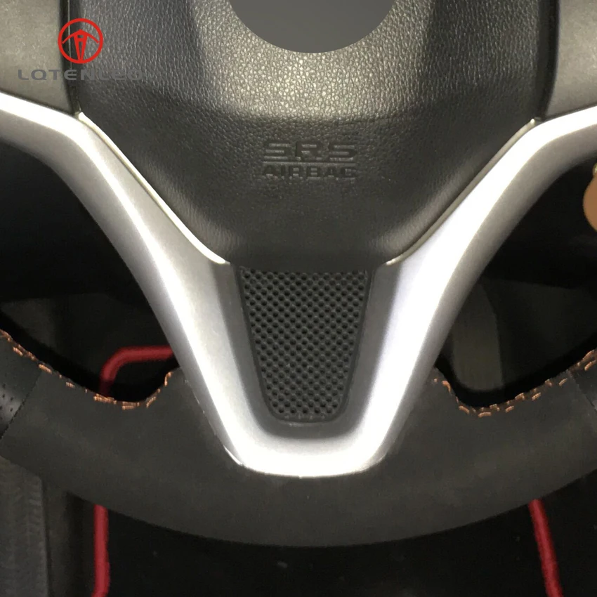 Черный кожаный чехол рулевого колеса автомобиля LQTENLEO для Honda Fit городской Джаз
