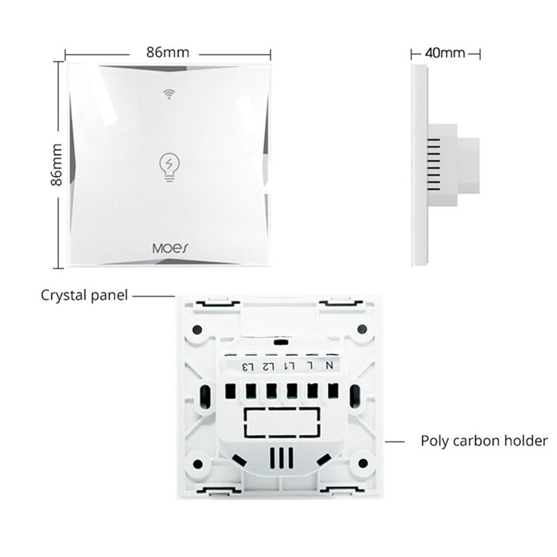 

MoesHouse AC100-240V EU Type 1 Gang WiFi 2.4G Smart Light Switch Work With Amazon Alexa Google Home 3 Modes Control Timing