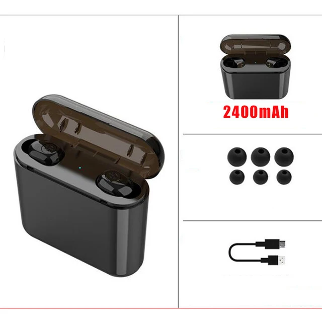 2400mAh black XQ TWS Bluetooth 5,0 наушники 6800 мАч Powerbank беспроводные наушники стерео наушники мини, стерео airdots PK Q32 для телефона Xiaomi - Цвет: 2400mAh black