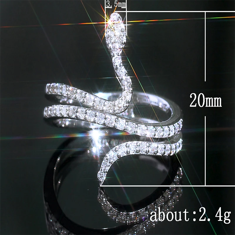 

Fashion Twine Snake Women Ring Silver Color Micro Paved CZ Stone Funny Dancing Party Cool Daily Accessories