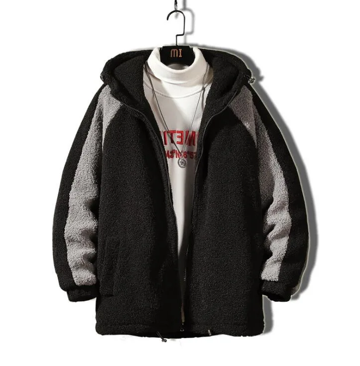 

2021 New Winter Jacket Men's Autumn Winter Lamb Zipper Cardigan Jacket Thicken Warm Cotton Clothes