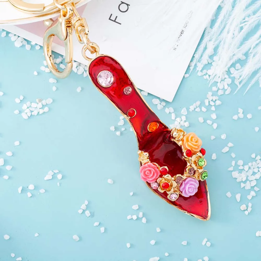 1 шт. мини милые брелоки на высоком каблуке розы Кристалл обувной брелок модная