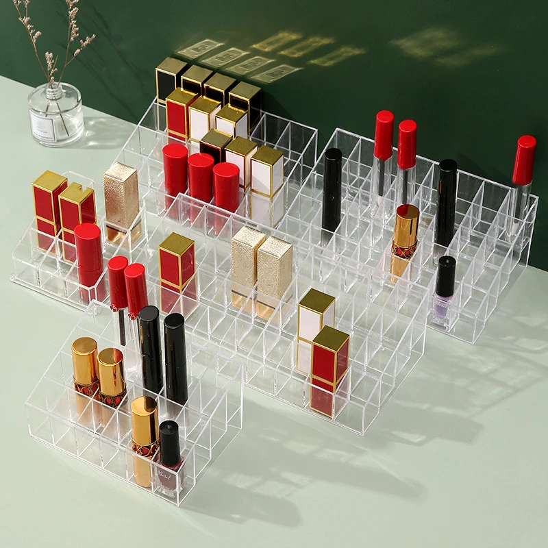

9/24/36/40 Grids Acrylic Makeup Organizer Lipstick Transparent Display Rack Case Cosmetic Nail Polish Make Up Organiser Tool