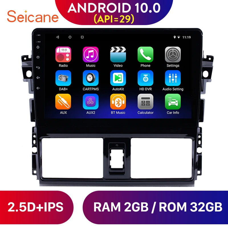 Автомагнитола Seicane 10 1 дюйма GPS Navi Android 0 для Toyota Vios 2013 2014 2015 2016 | Автомобили и
