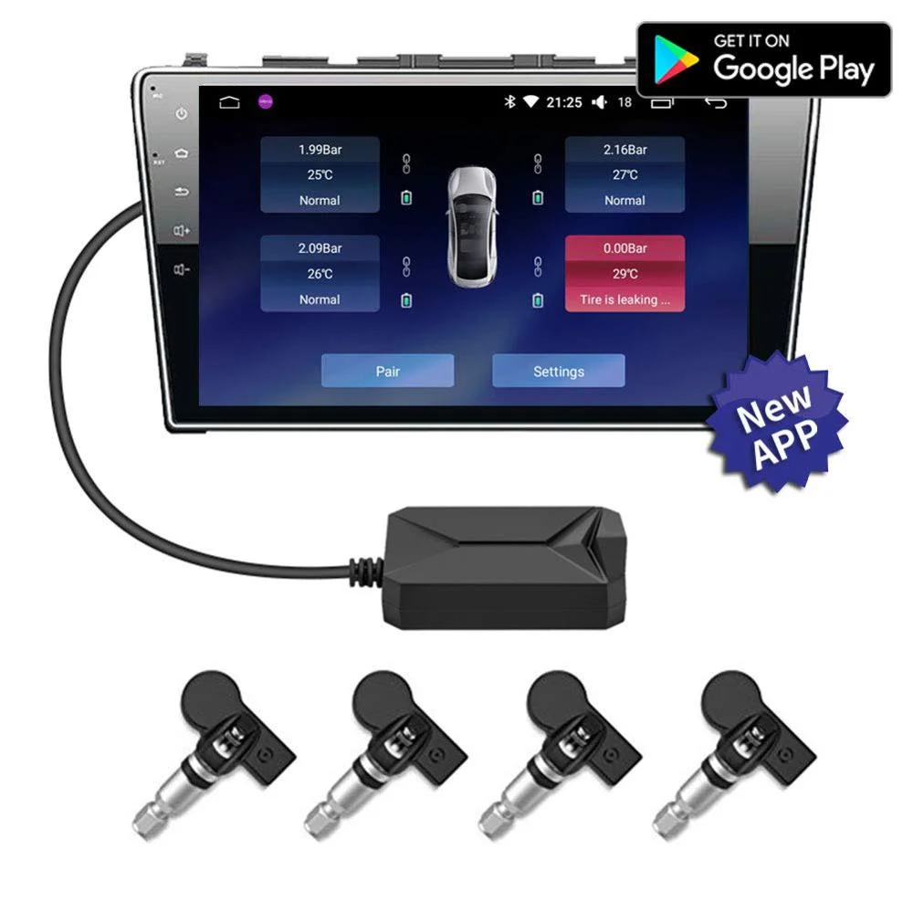 Автомобильная TPMS система контроля давления в шинах с 4 внутренними и внешними